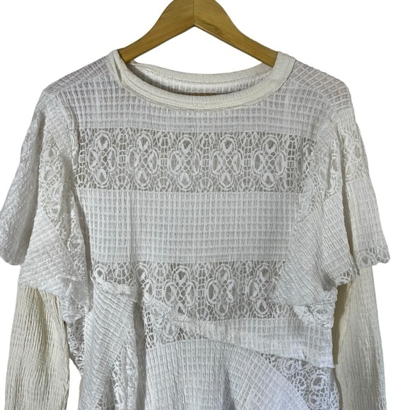 FREE PEOPLE Snowfall Lace Patchwork Ruffle Tunic Top - Picture 4 of 10